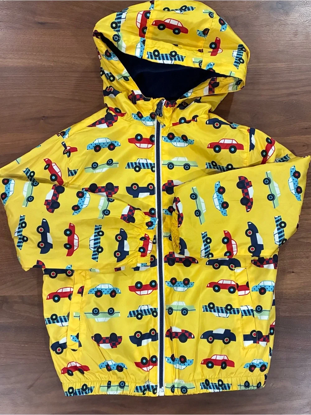 Kids Yellow Hooded Car-Print Jacket Ixtreme